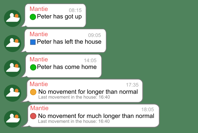 Caregivers receive chat messages