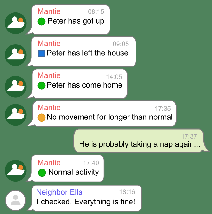 Caregivers coordinate via chat messages